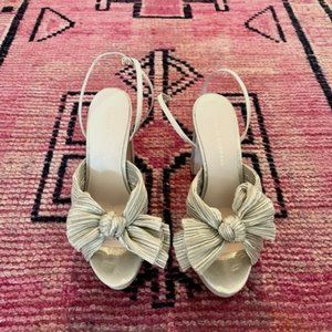 Loeffler Randall  Natalia Platinum Pleated Bow Heel